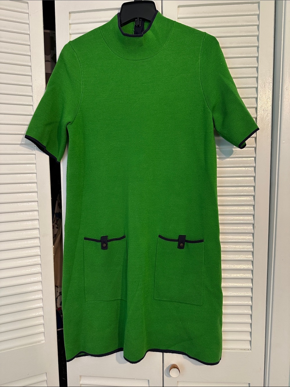 Anthropologie Maeve Green Short-Sleeve Knit Dress with Pocket Detail